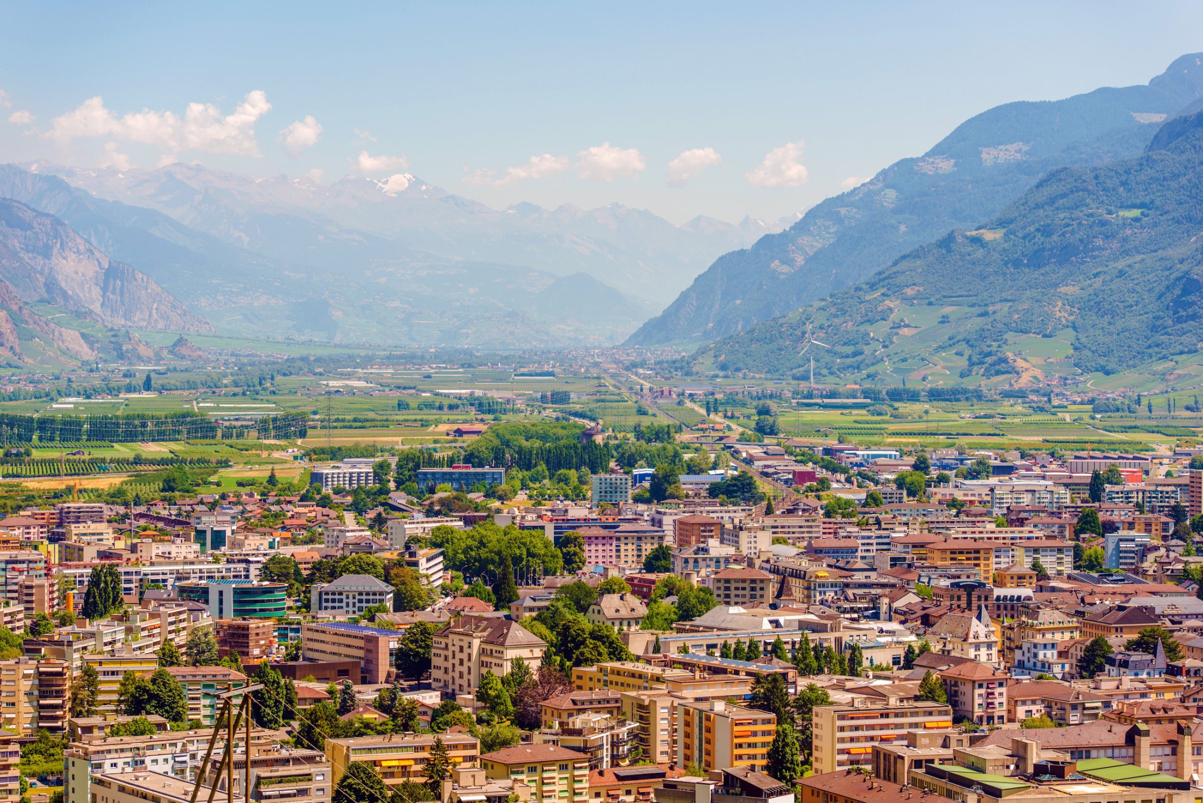 Martigny et la vallée du Rhône, vues depuis les hauteurs